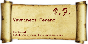 Vavrinecz Ferenc névjegykártya